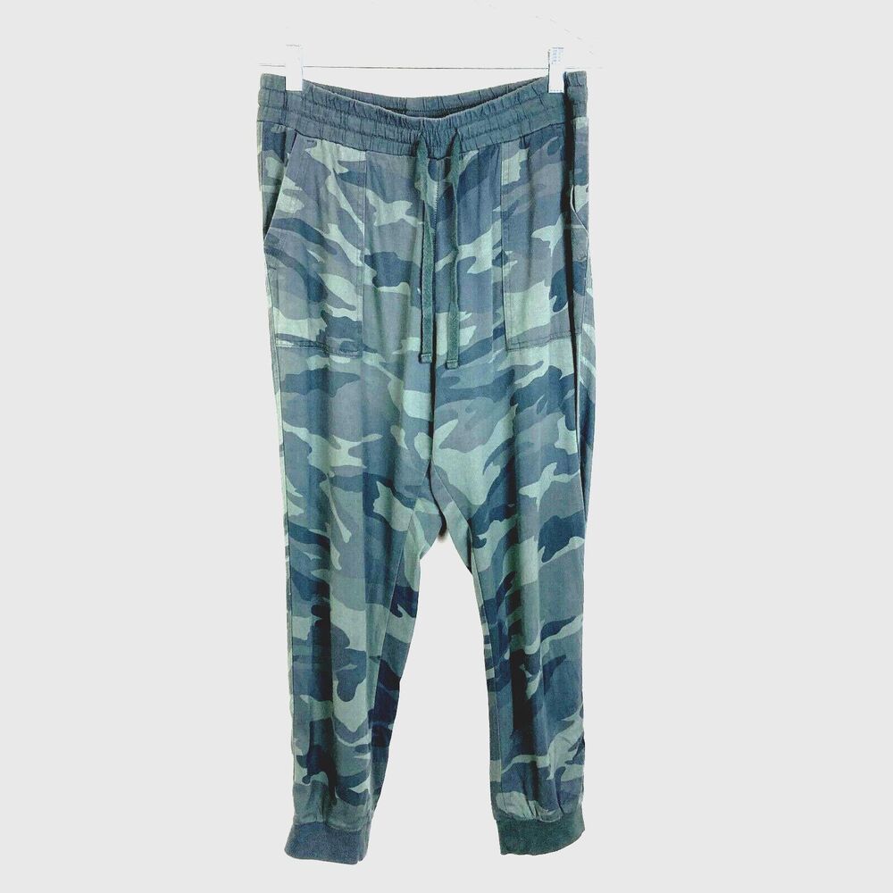 SPLENDID Women's Camo Joggers Size M Green Elastic Waist Earthy Relaxed Outdoor